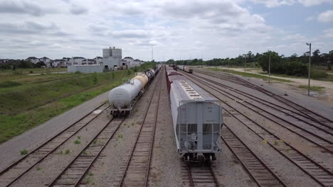 Flyover-of-Rail-Cars-on-Tracks