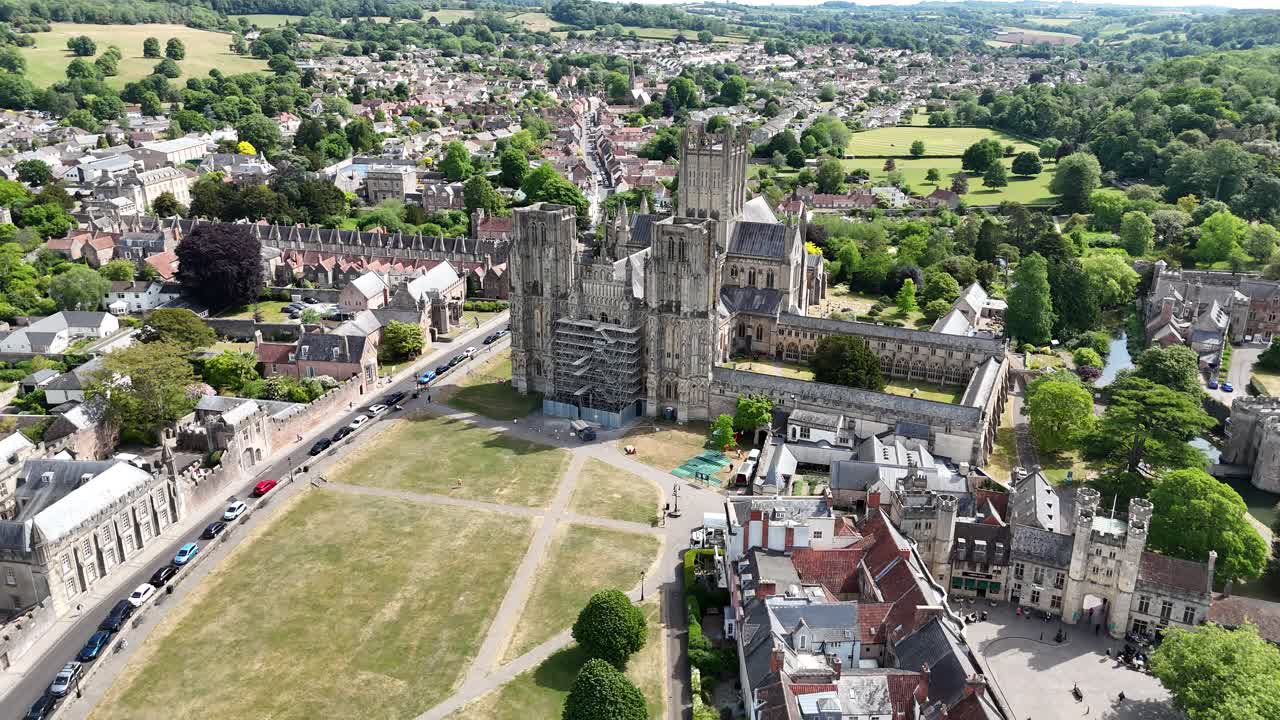 Wells Cathedral ,Somerset, England, UK drone,aerial summers day