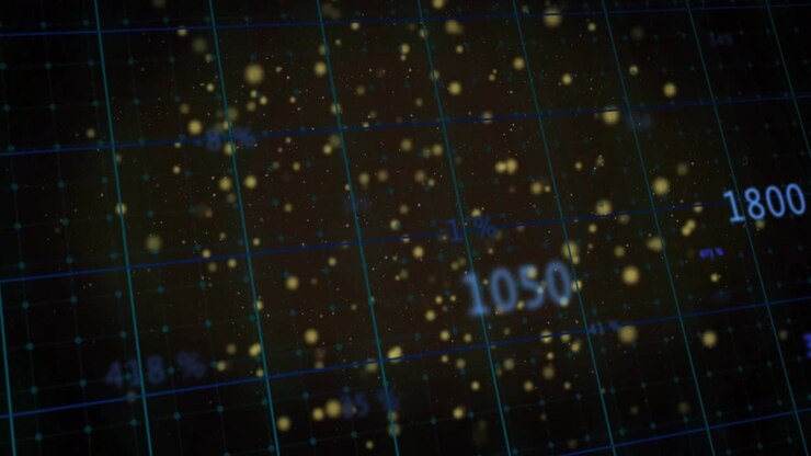 Opening with 3D grid dots, labels updating counts to percentages and negatives showing data decline