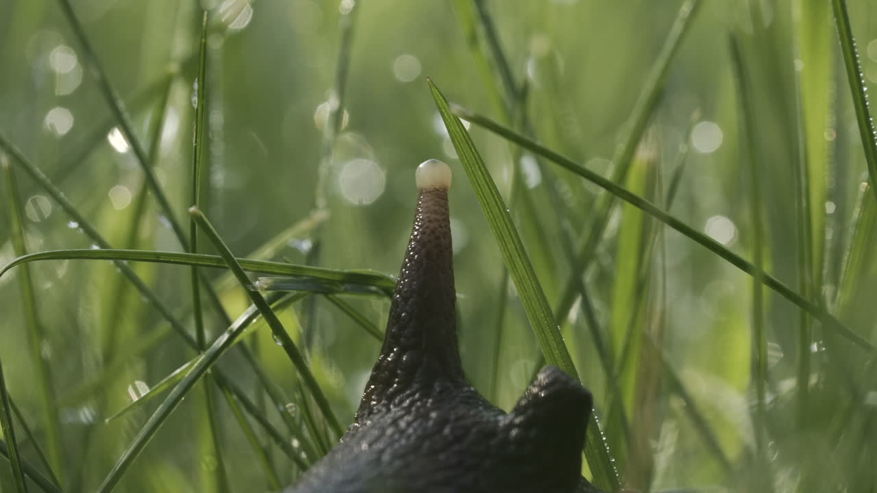 이슬 잔디 에 있는 달이