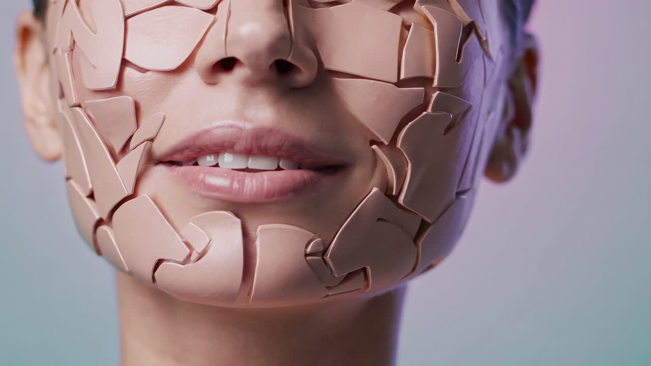 Kvinne med futuristisk ansiktsmaske