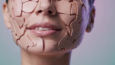woman with futuristic face mask