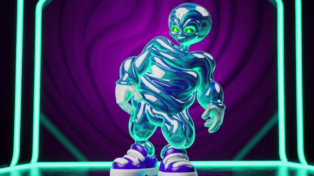 Alien Character in a Neon Purple Setting