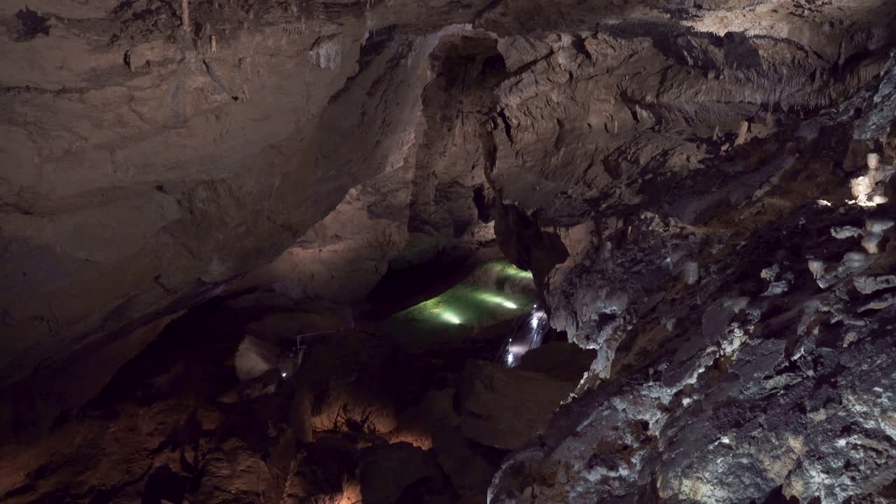 Demanovska Cave Of Liberty In Low Tatras Slovakia With Stalactites Stalagmites And Underground Waterfall Lake Most Visited Cave In Slovakia Natural Limestone Formations Captured In Cinematic 4K