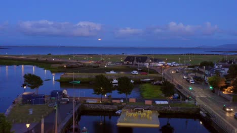 Claddagh-docks-at-night.-Aerial-dolly