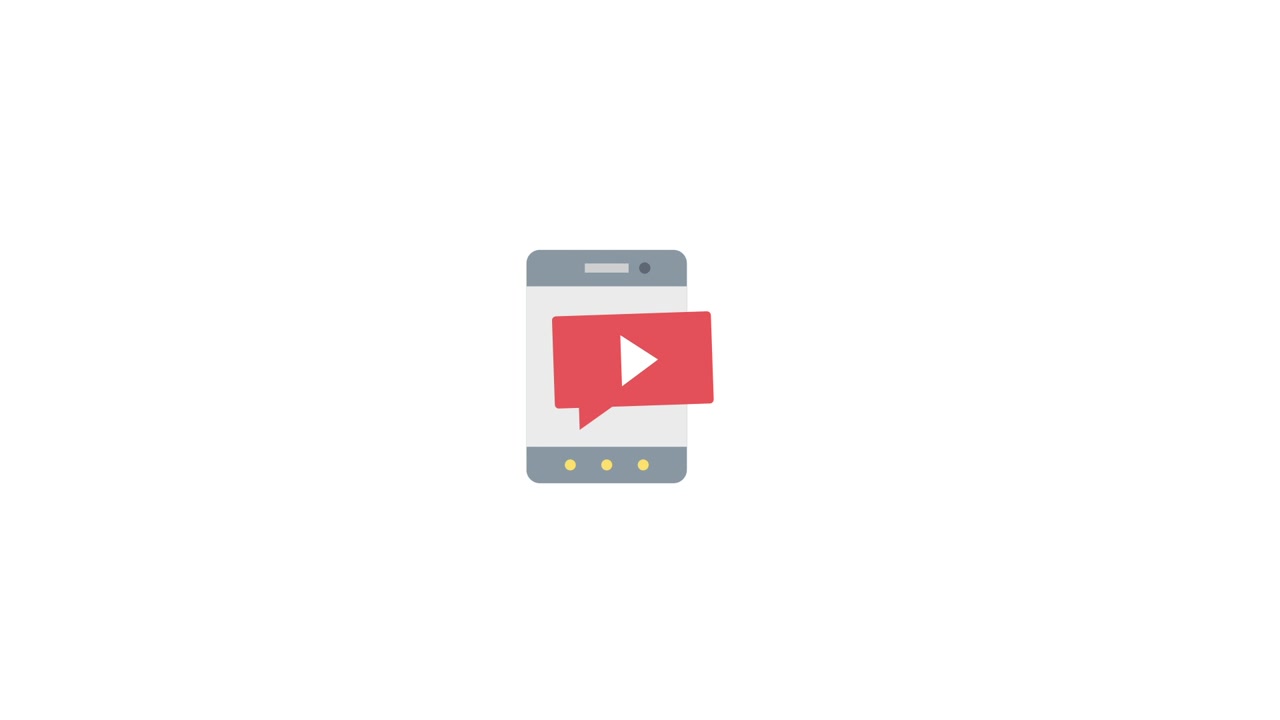 Animated Smartphone Icon with Video Play Button and Message Bubble