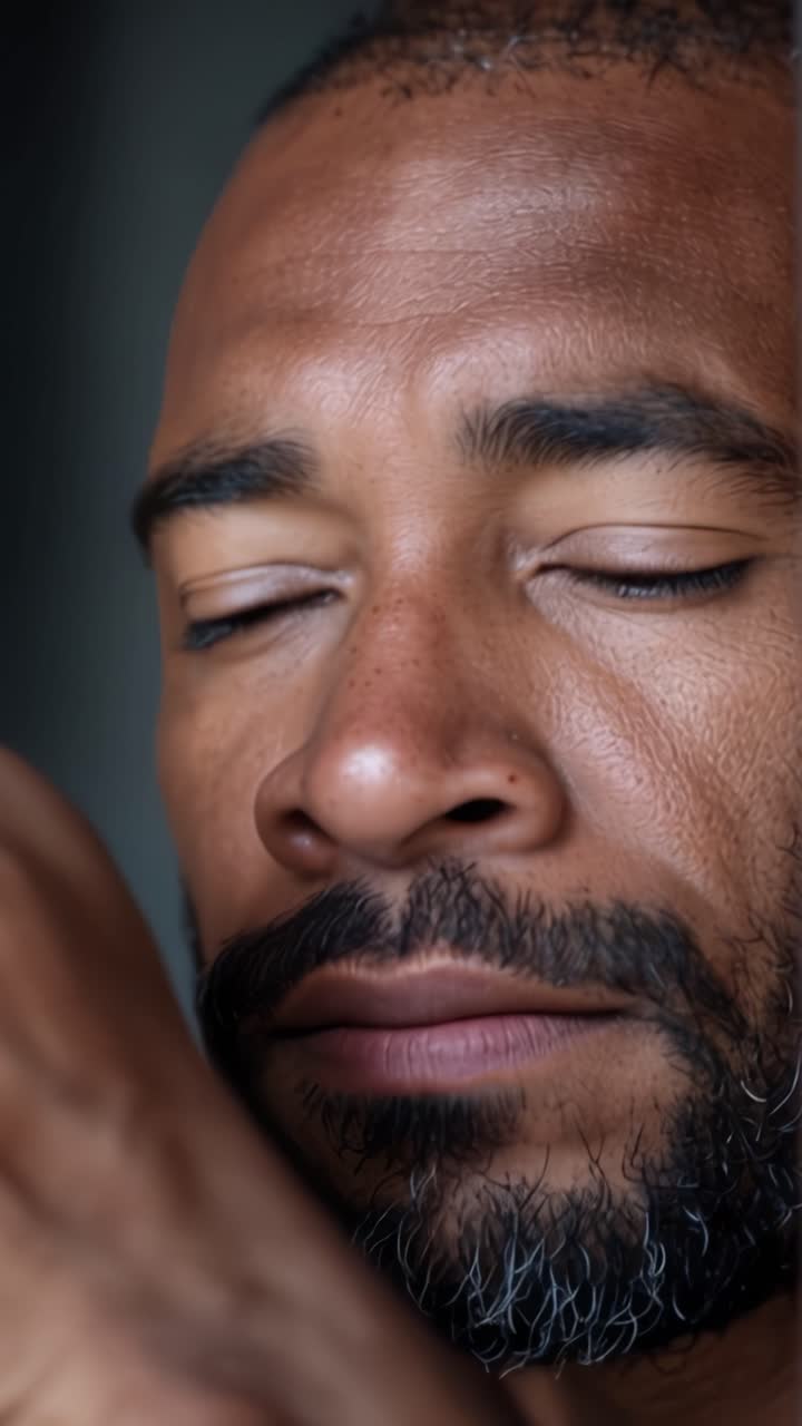 A contemplative man deep in thought, showcasing a range of emotions from introspection to peaceful resolution amidst a serene background and soft lighting
