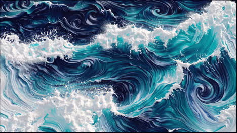 abstract painting of powerful ocean waves
