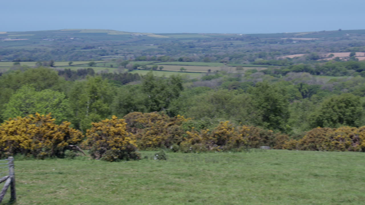 Panning shots of the countryside from Pentre Ifan Burial chamber at Nevern