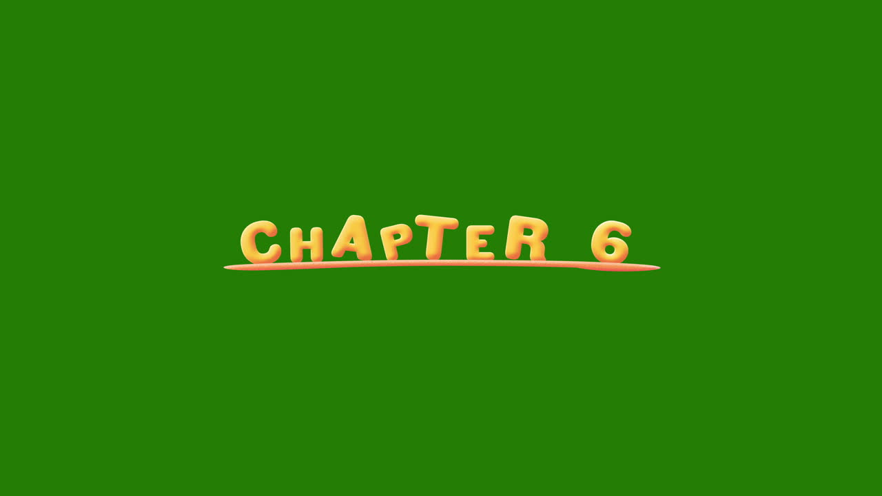 Chapter 6 Wobbly gold yellow text Animation pop up effect on a green screen - chroma key