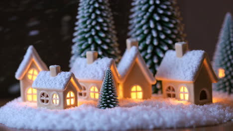 christmas village scene with miniature houses