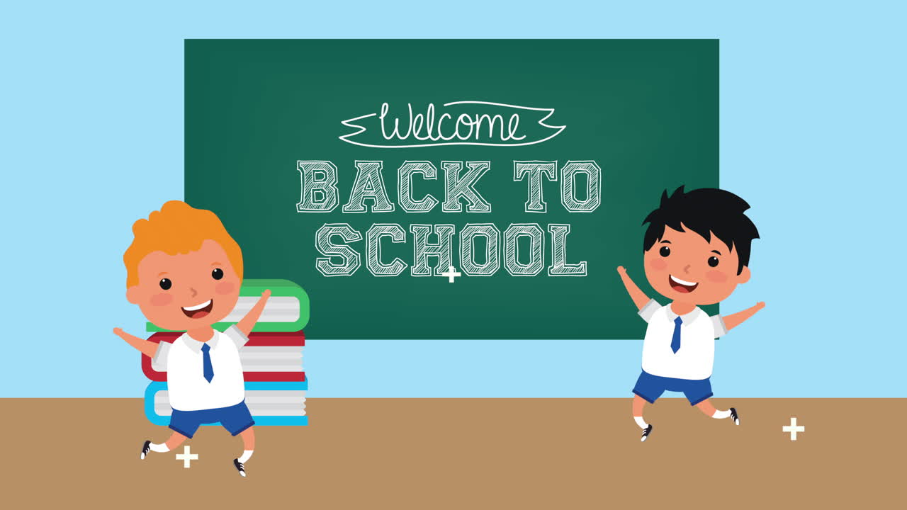 back to school season with kids and chalkboard