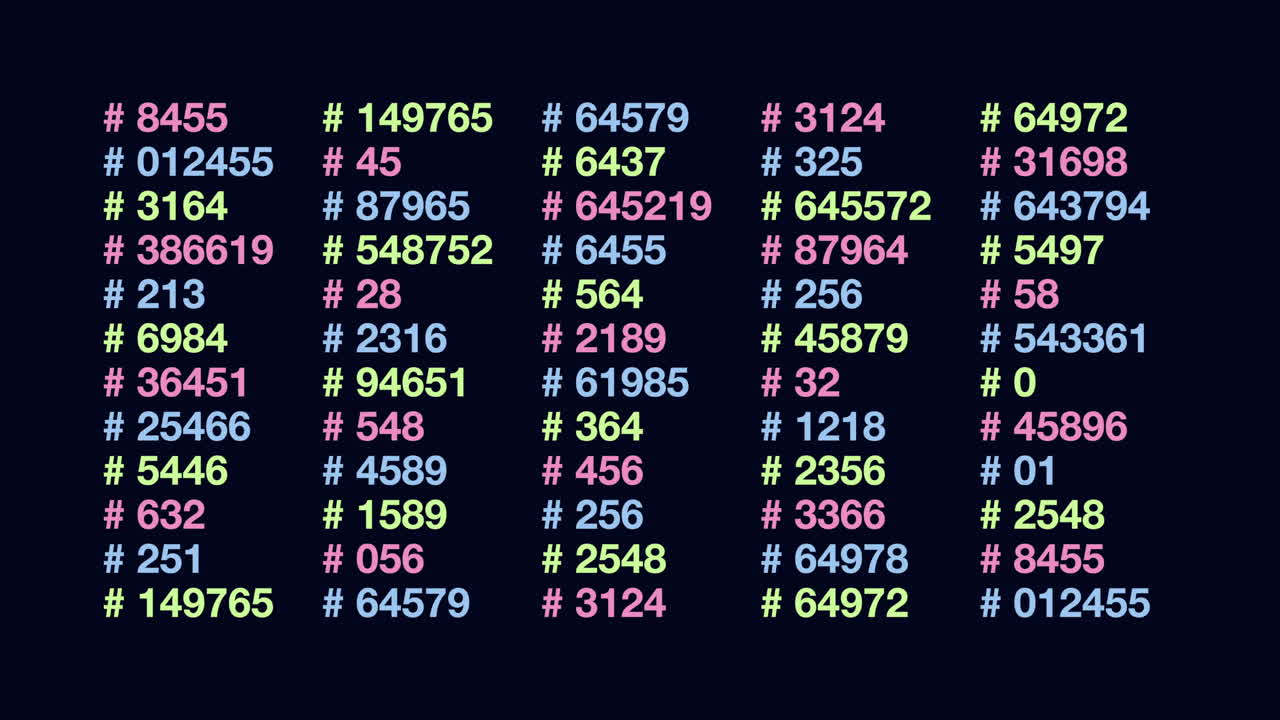 números aleatorios en filas con color led en el monitor digital