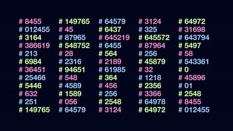 Random-numbers-in-rows-with-led-color-on-digital-monitor