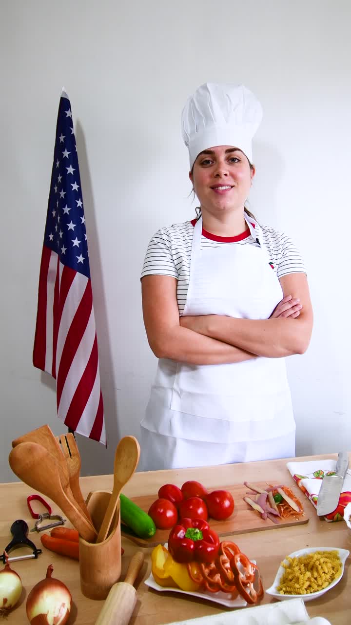 USA labor day video with female chef.