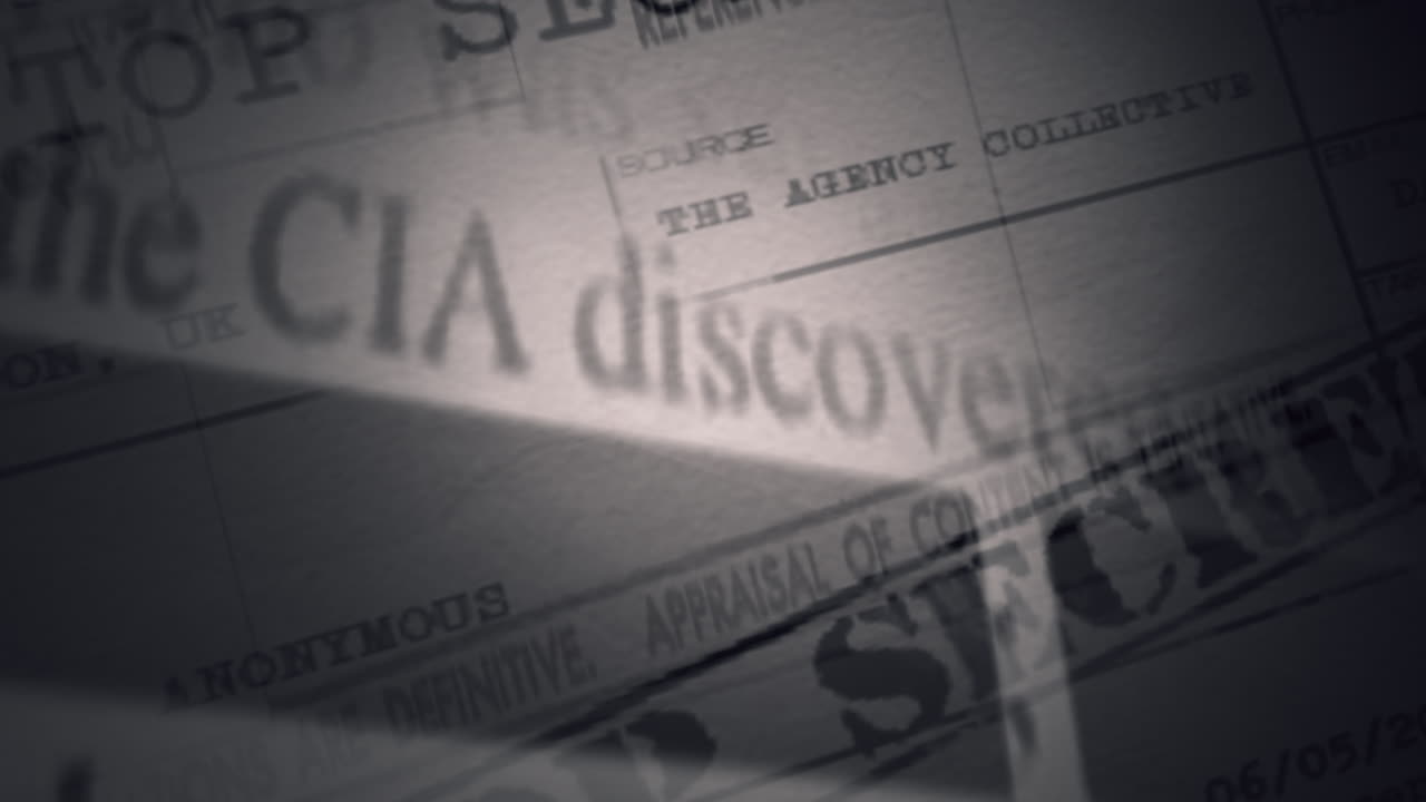 Top Secret CIA Federal Agency Official Documentation Headline and Evidence Bag Label Collage Animation