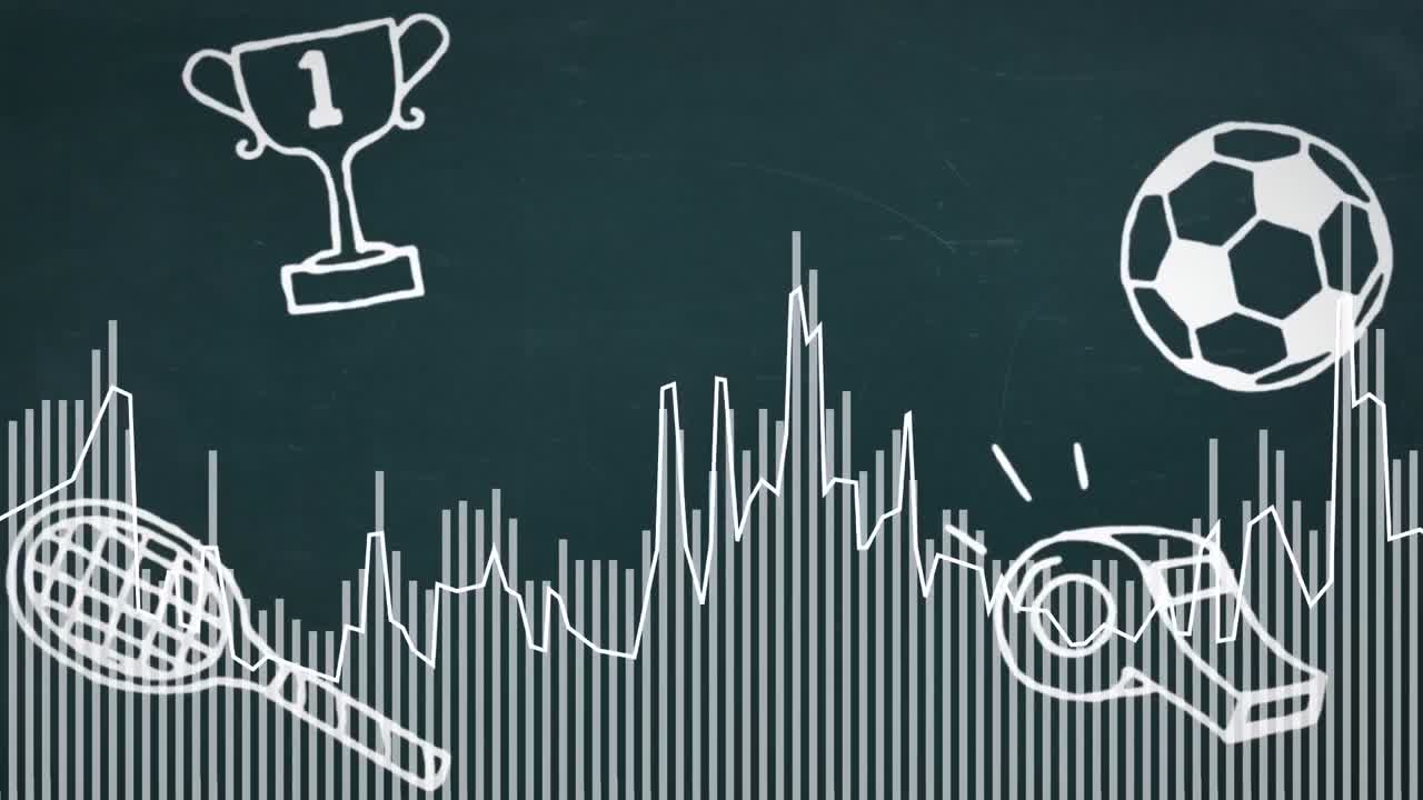 그래프 위에 있는 학교 아이템 그림의 애니메이션