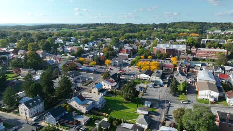 American-town-in-early-autumn-at-sunset