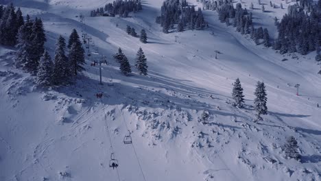 winter landscape of kalavryta helmos ski centre in greece - aerial drone shot