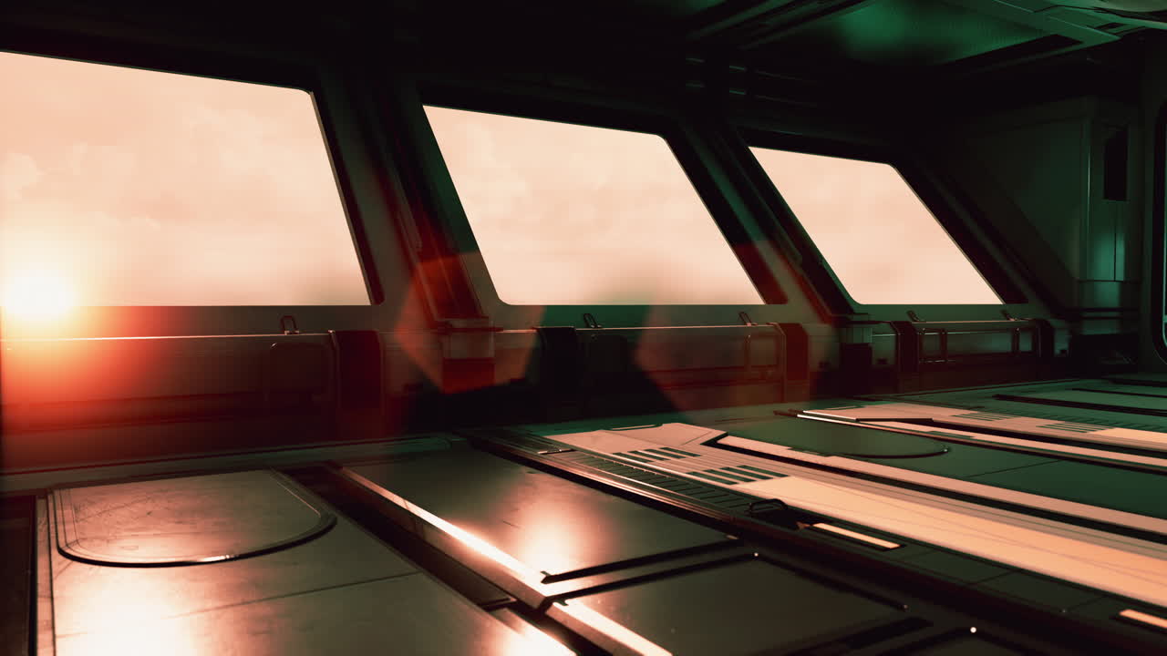 interior futurista de la base espacial