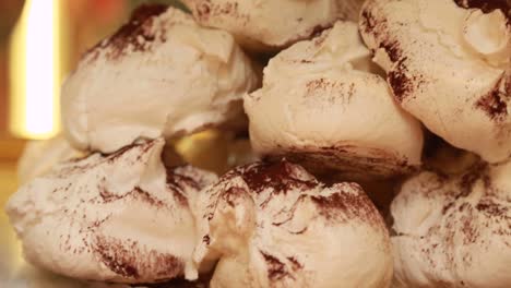 giant sweet italian meringues, at a local pastry shop in venice, italy