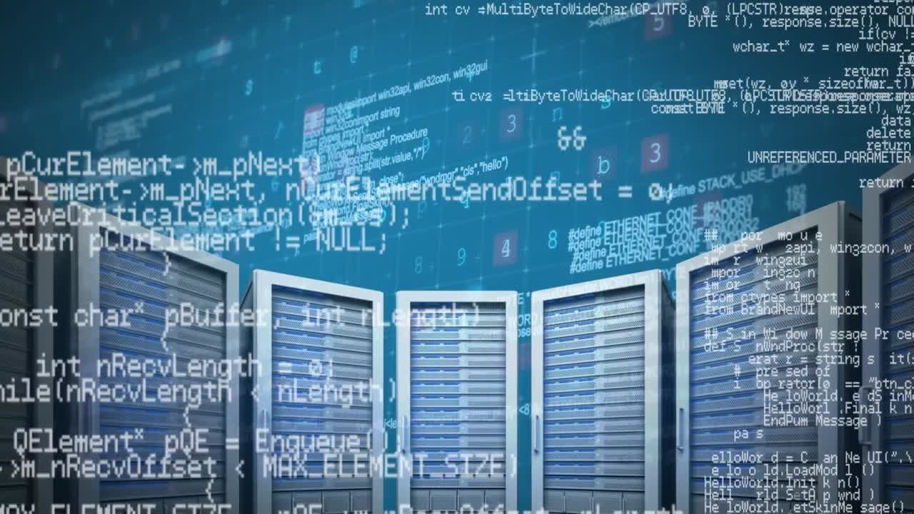 Animation of data processing over server room