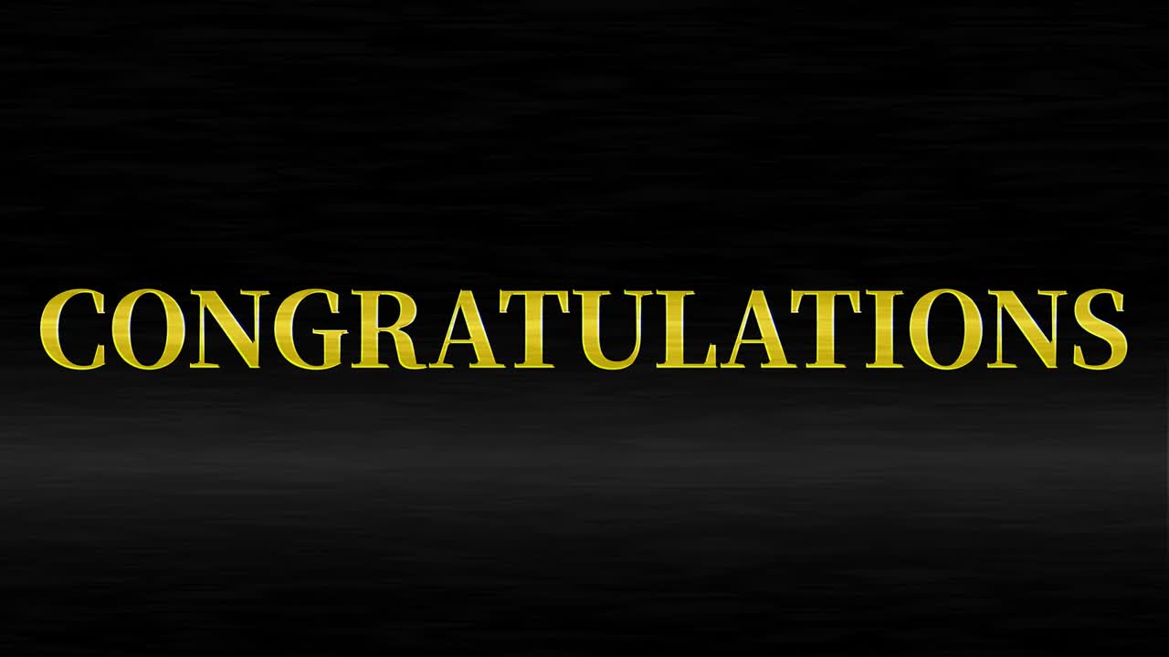 CONGRATULATIONS message text animation motion graphics