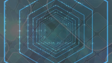 animation of data processing and digital tunnel on black background