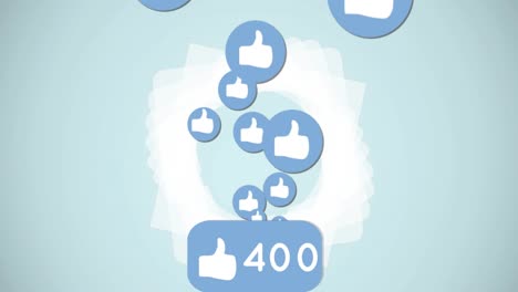 múltiples iconos con números crecientes sobre una forma circular abstracta contra un fondo azul