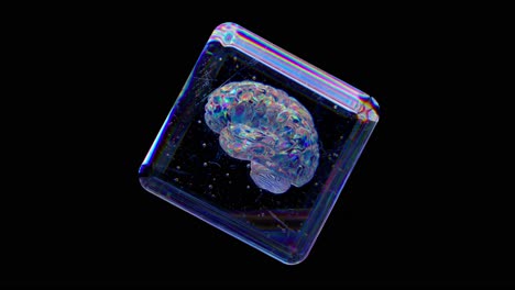 abstract ice cube with brain-like structure