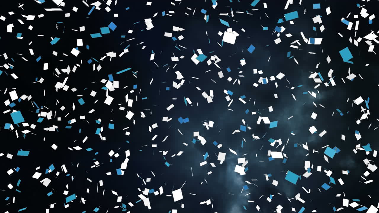 ⁇ 색과 파란색의 콘페티가 떨어집니다.