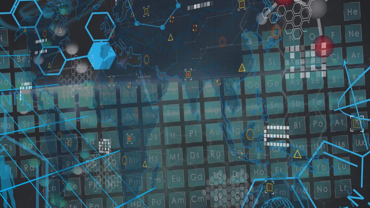 animación del procesamiento de datos sobre el mapa del mundo