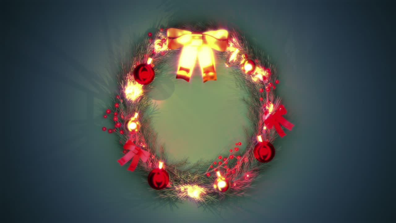 un círculo navideño embellecido sobre un fondo colorido