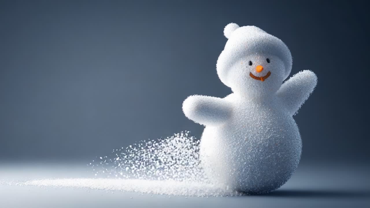 Whimsical Frosty Figure Transforming Amidst a Magical Winter Wonderland, Exuding Charm and Joy in Every Unique Snowball Granule of Frost