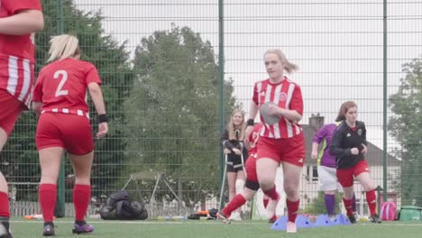 slow motion, british female soccer team players, injured spectator