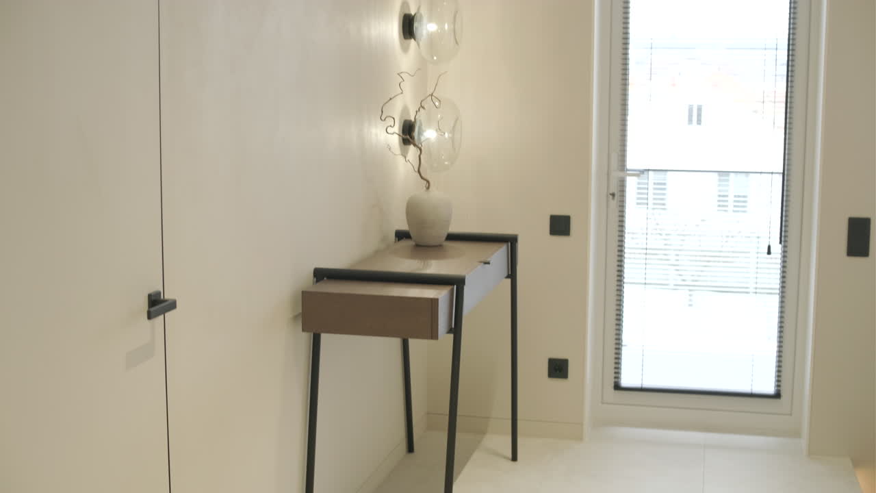 Modern Hallway Interior with Console Table and Decorative Lighting