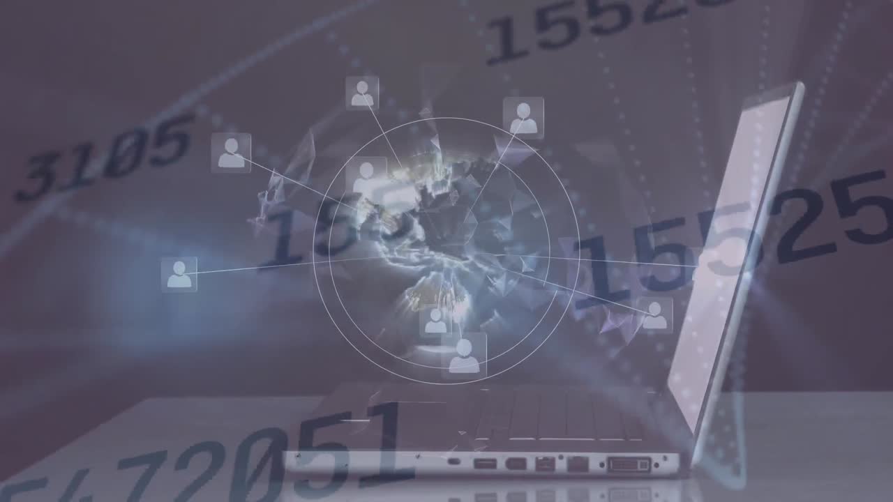 연결 네트워크, 숫자, 노트북에서 범위 스캔의 애니메이션