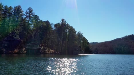 this is a push and rotate right aerial shot off the surface of the water