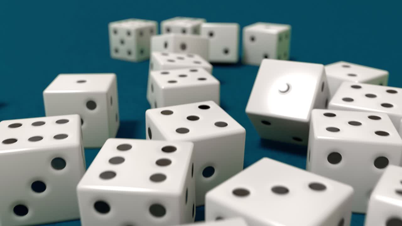 rolling dice cámara lenta de primer plano dof casino juego de azar juego vegas 4k