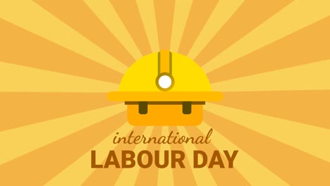 National labour day word in hendwiriting motion effect with labour icon. Labour day animation isolated on moving orenge colour background.