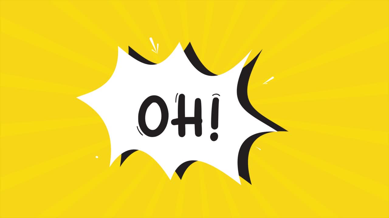 만화 만화 애니메이션, 오라는 단어가 나타납니다. 노란색과 반색 배경, 별 모양 효과