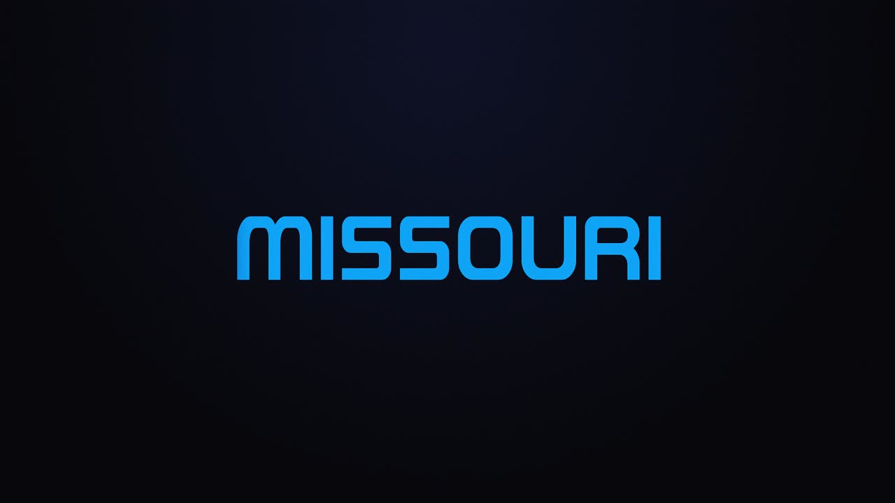 Glowing explosion MISSOURI text reveal blue and pink