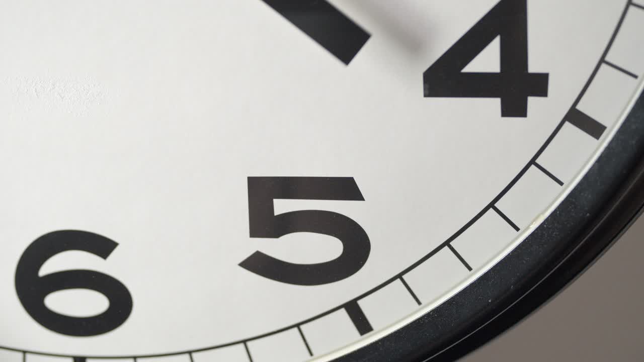 White Clock Face Close Up in Time Lapse on White Wall