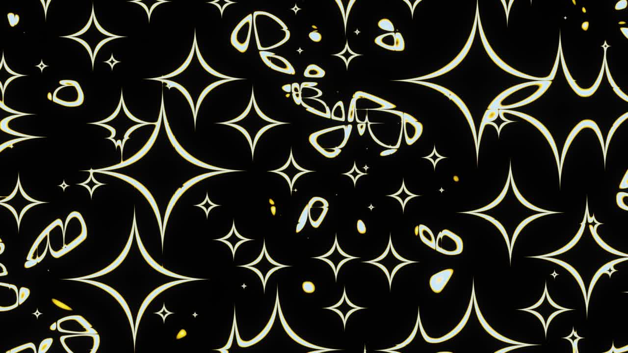 Black and white pattern of flowing abstract shapes.