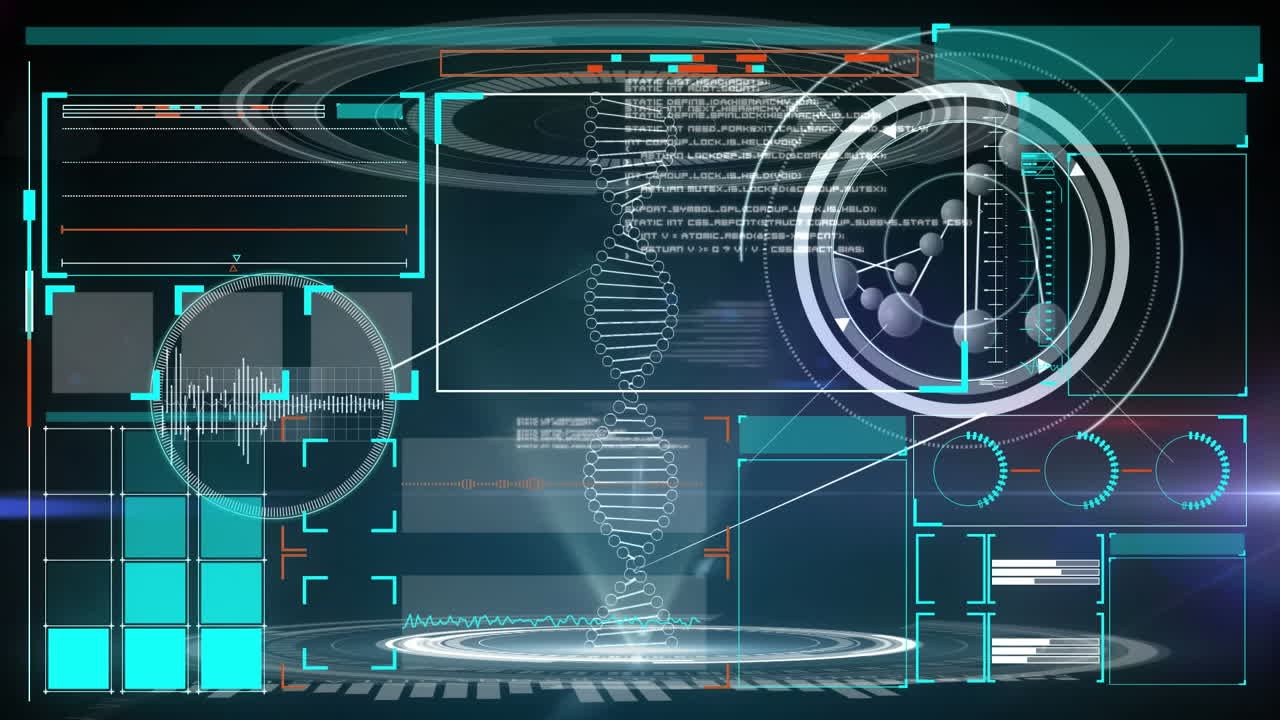 Digital interface against black background