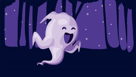 feliz animación de halloween con fantasma