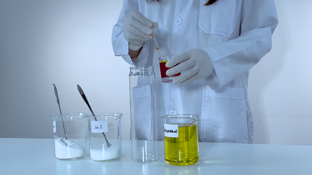 다채로운 용암 램프 실험을 시연하고 있습니다.