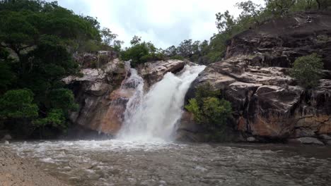 Beautiful-rushing-waterfall,-Emerald-creek-falls,-Northern-Queensland,-Australia