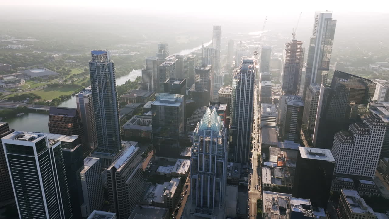 Hazy Aerial View of the Austin, Texas City Skyline