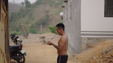man in a rural setting